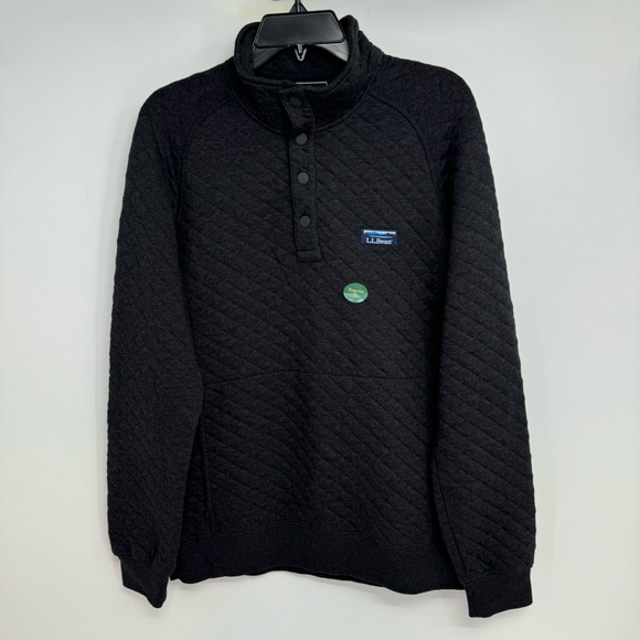 NWT LL Bean Quilted Sweatshirt Men’s S Gray Mock Neck 1/4 Snap - Picture 3 of 12